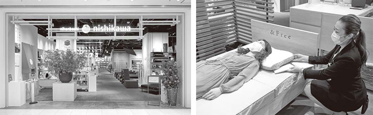 日本橋西川。眠りのプロ「スリープマスター」が店舗に常駐し、睡眠環境を提案する。